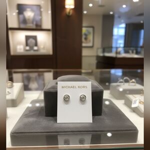 Michael Kors Silver Logo Earrings